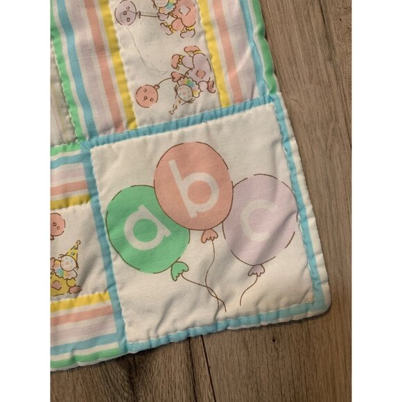 41 x 32 Clown Quilted Baby Blanket Homemade Fabric Panel Design Balloons ABC’s - Picture 3 of 13